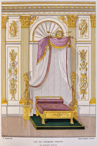 Bett von Napoleon I. Bonaparte (1769-1821) Erster Konsul im Palais Royal, Illustration aus dem 